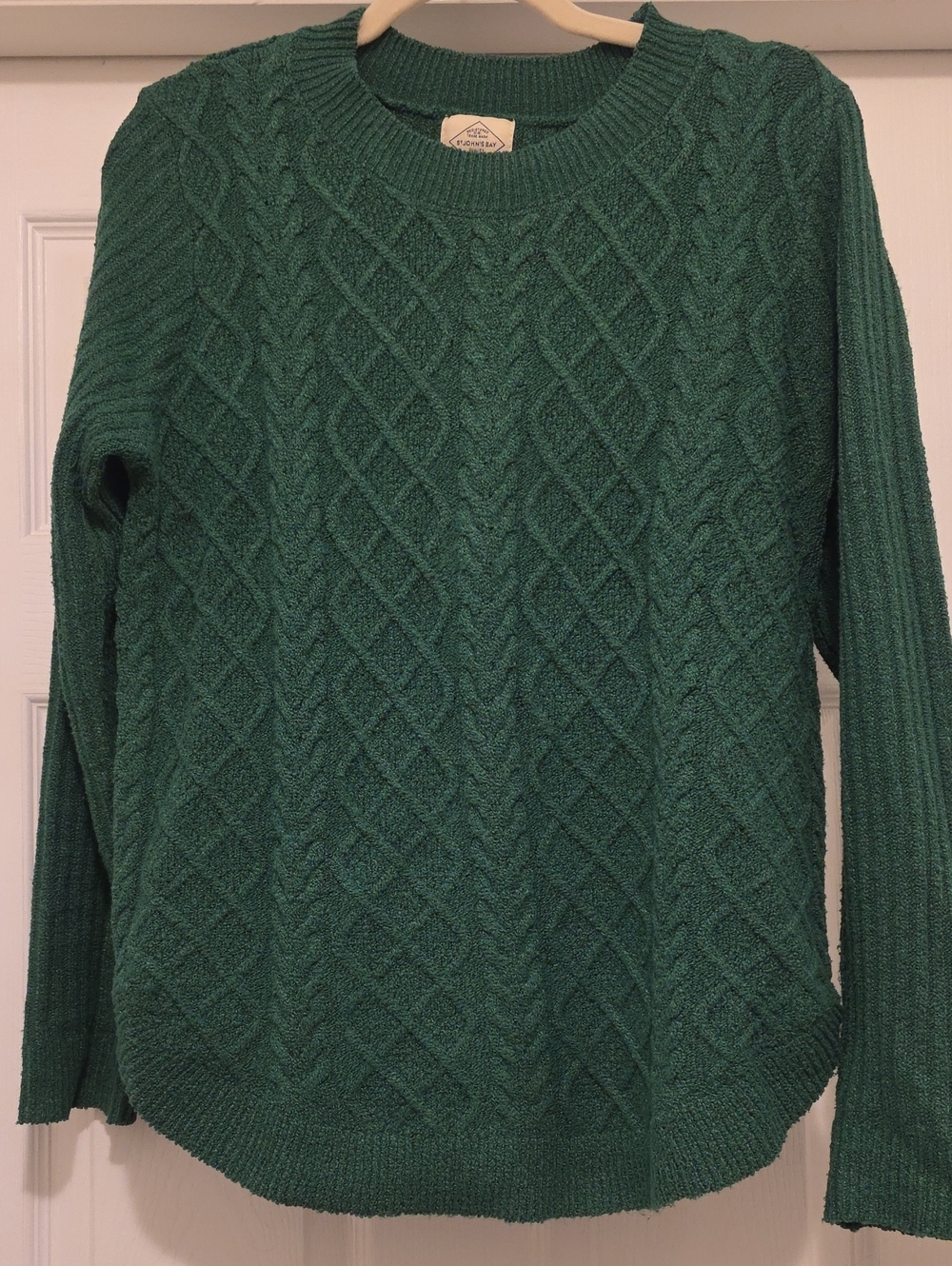 St. John’s Bay Emerald Green Cable-Knit Crewneck Sweater - Women